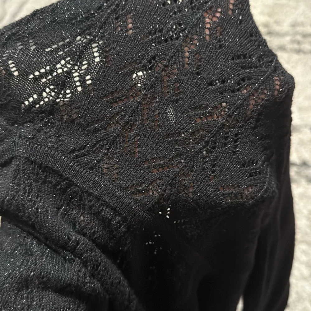 Michael Kors Black Textured V-Neck Top